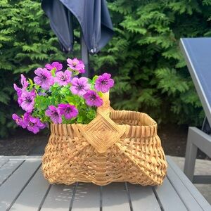 Woven Basket with Purple Flowers